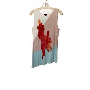 NEW 6 BY SIX women's assymetrical sleeveless sweater in natural, aqua, orange